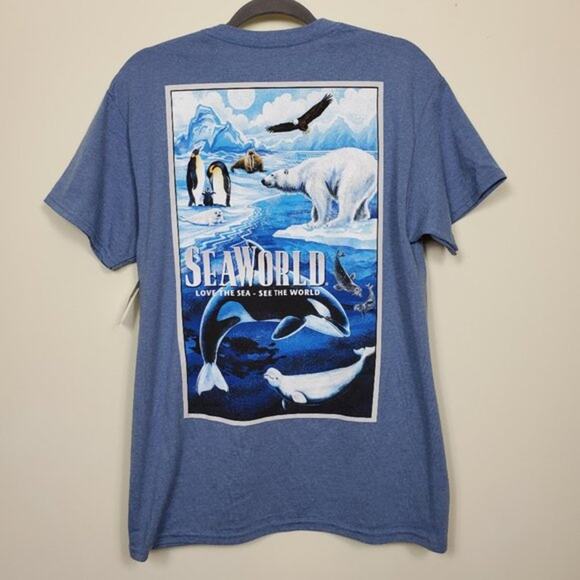 SeaWorld Unisex Graphic T Shirt Blue Size M Short Sleeve Cotton Blend NEW - Picture 3 of 7